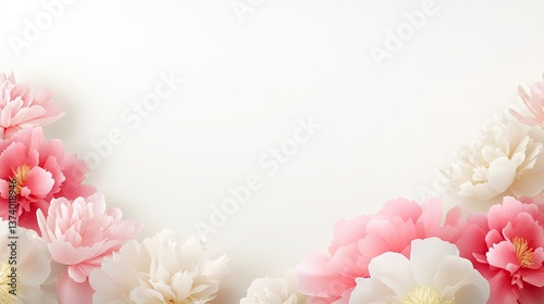 A lush peony border with soft pink and cream hues, perfect for greeting cards, floral marketing materials, or seasonal decor designs.