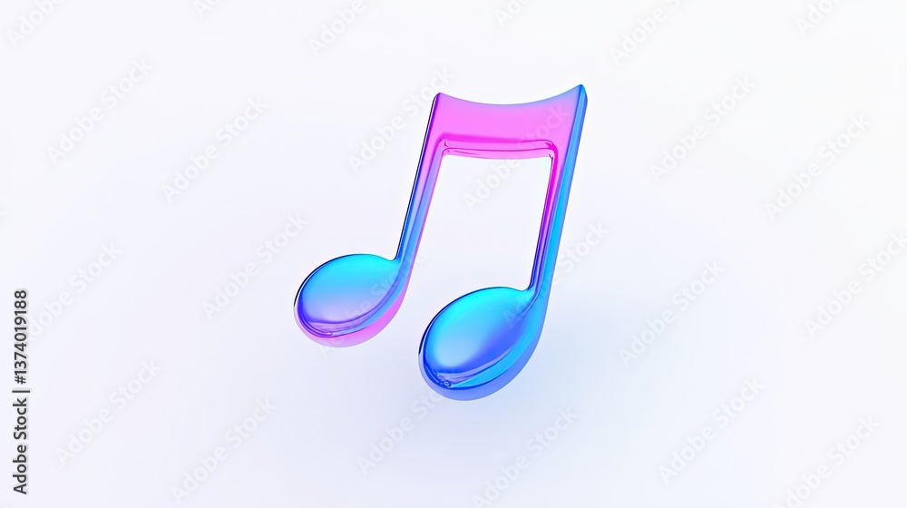 A musical note icon, simple design, white background, 3D rendering, A musical note icon, simple design, white background, 3D rendering,