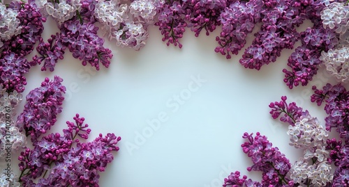 Beautiful Lilac Flowers Arranged Neatly on a Light Background for Floral Deco...