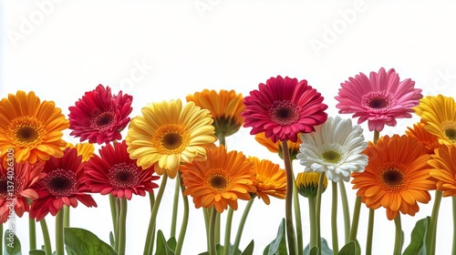 Colorful Gerbera Daisies Arranged Beautifully in a Vibrant Display Against a ...