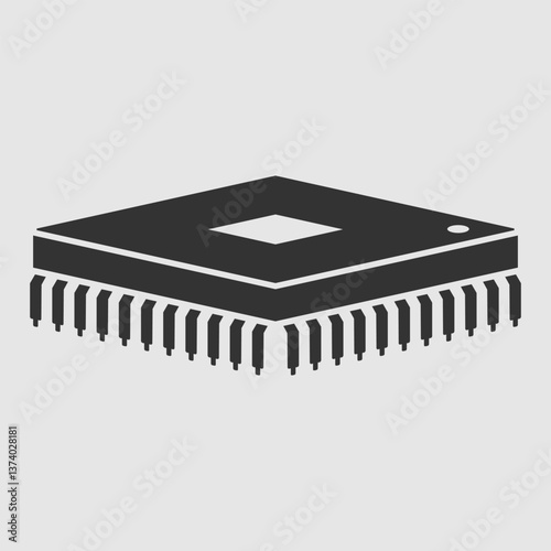 Microchip icon. Microprocessor. Semiconductor computer component. Vector illustration