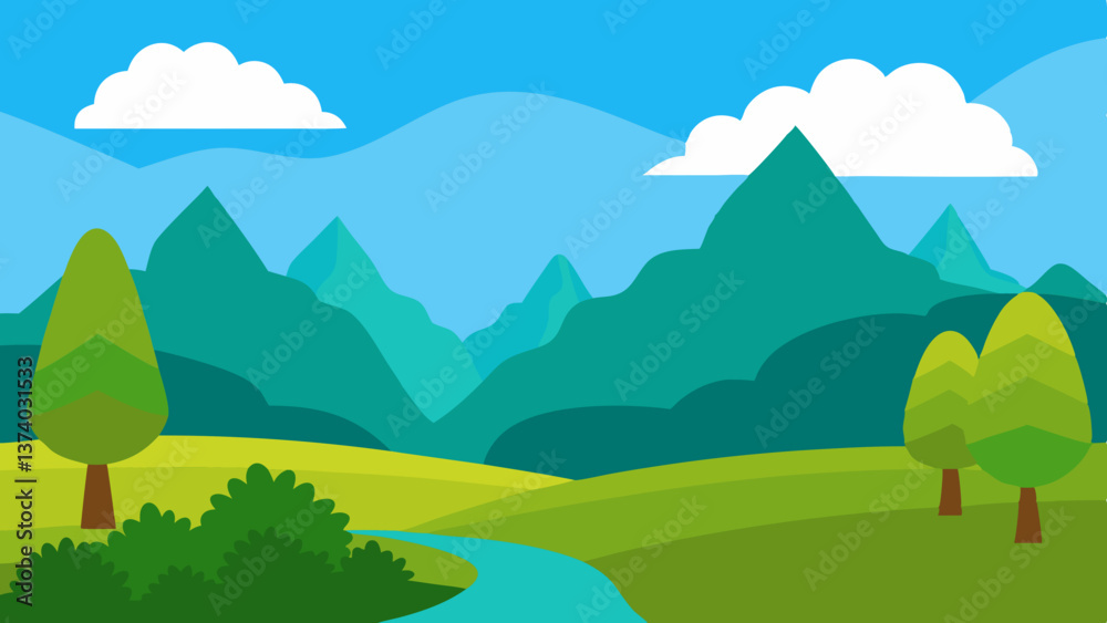 landscape with mountains and trees