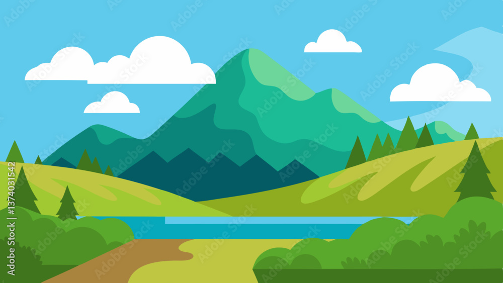 Obraz premium landscape with mountains and blue sky