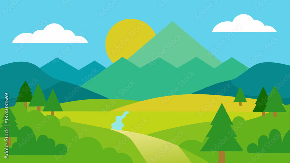 landscape with mountains and trees