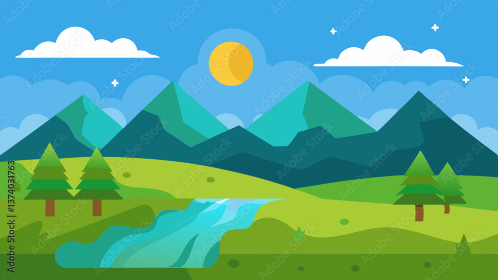 landscape with mountains and trees landscape with mountains and trees