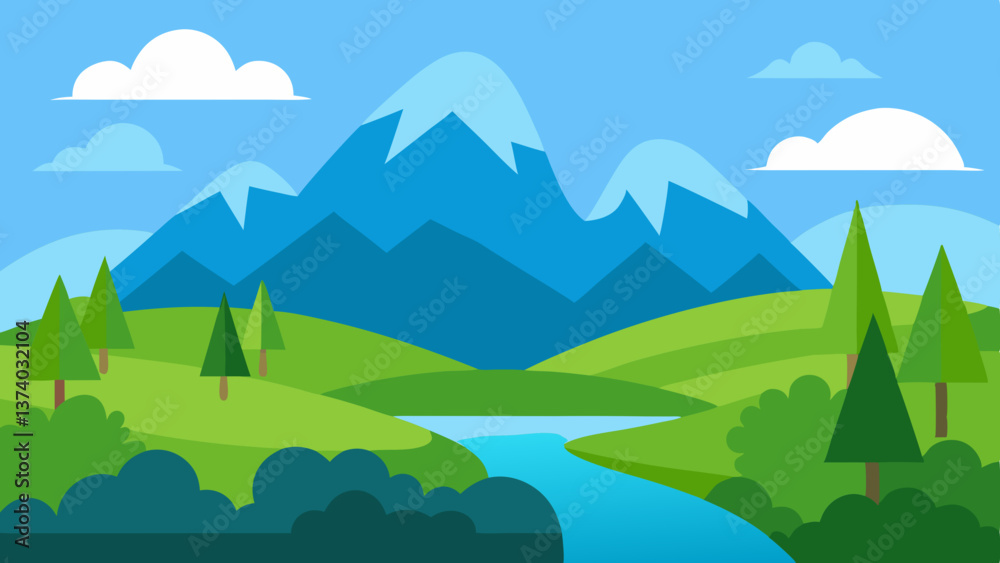 landscape with mountains and trees landscape with mountains and trees