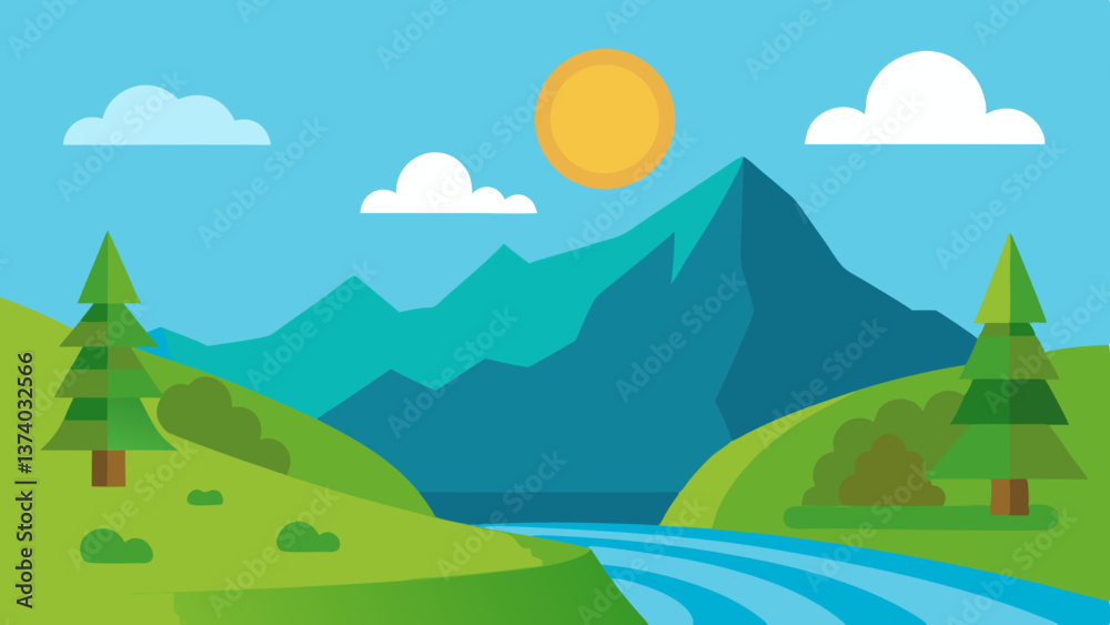 Obraz premium landscape with mountains and trees