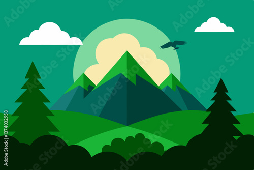 mountain landscape with trees and mountains