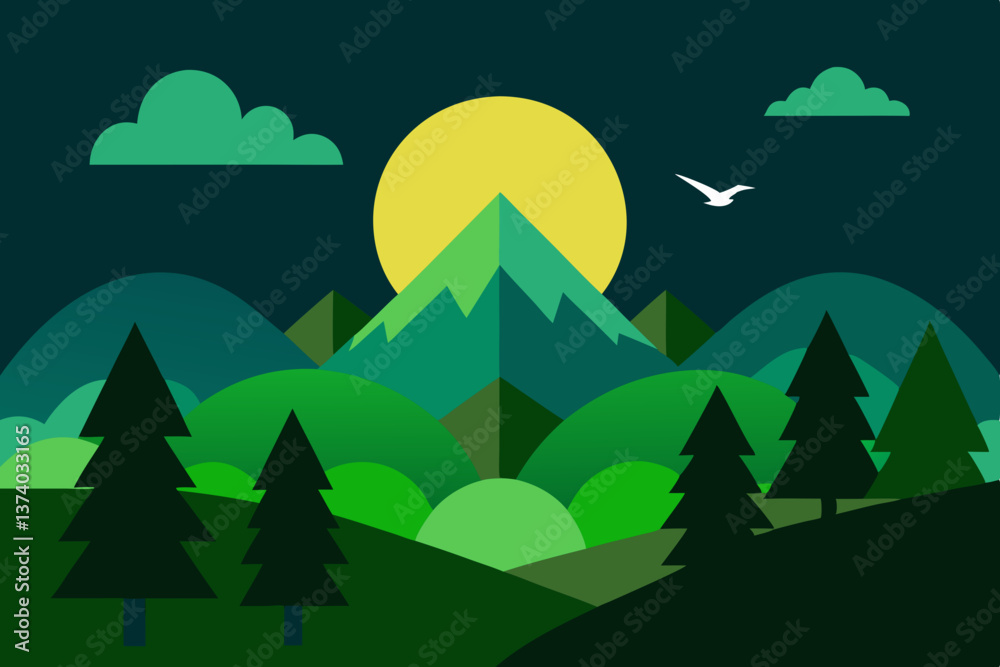 vector illustration of mountain landscape with trees vector illustration of mountain landscape with trees