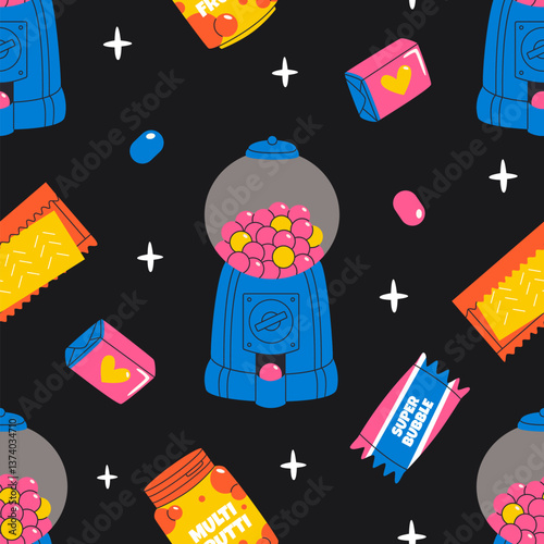 Chewing gum seamless pattern