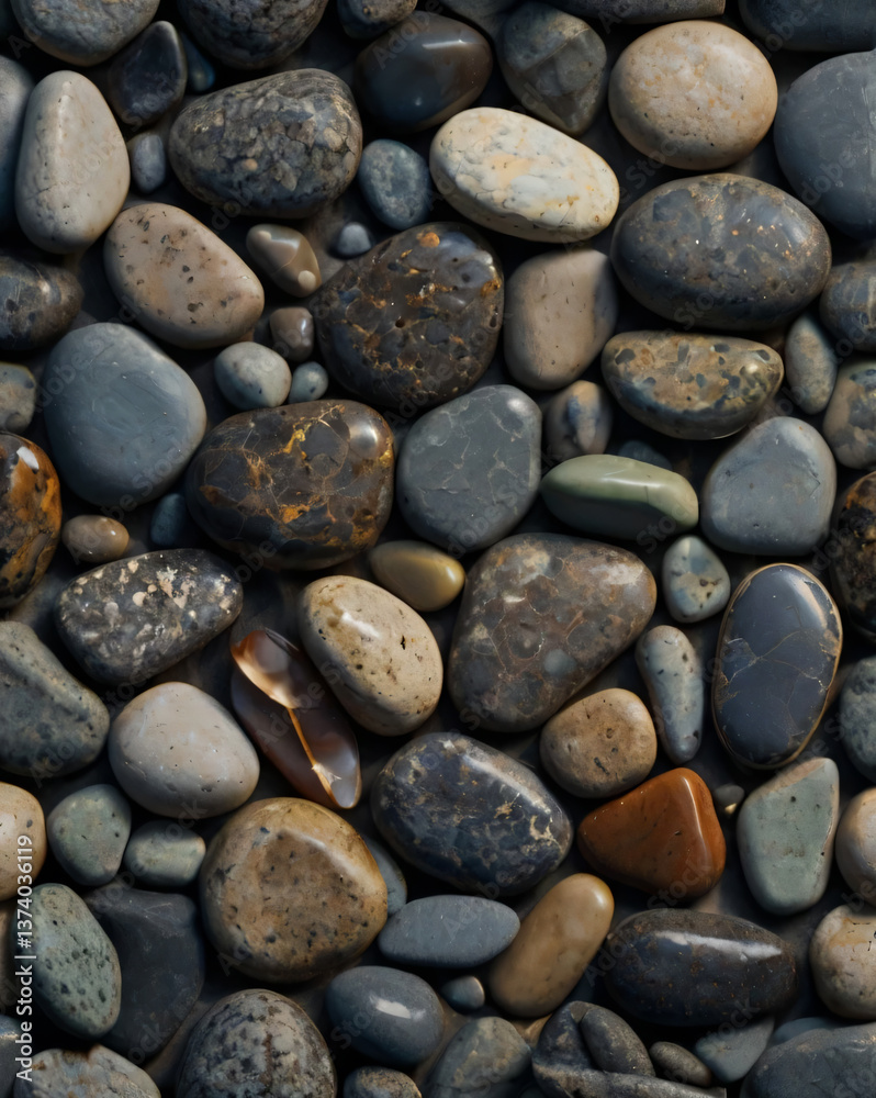 The stones in the image are smooth and polished. The stones in the image are smooth and polished.