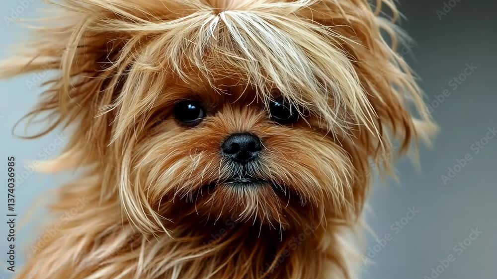 Fluffy dog with unkempt fur sitting calmly in a cozy setting during a sunny afternoon Fluffy dog with unkempt fur sitting calmly in a cozy setting during a sunny afternoon