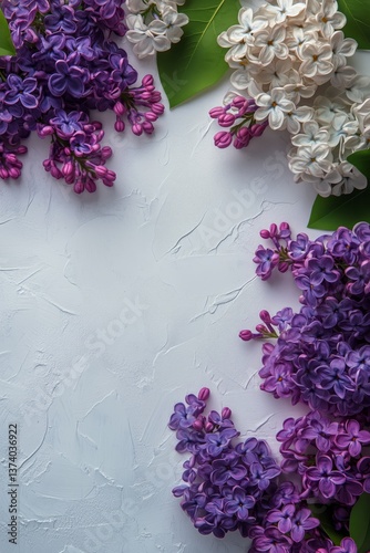 Lilac Flowers Arranged Artistically on a White Background for Decorative Purp...