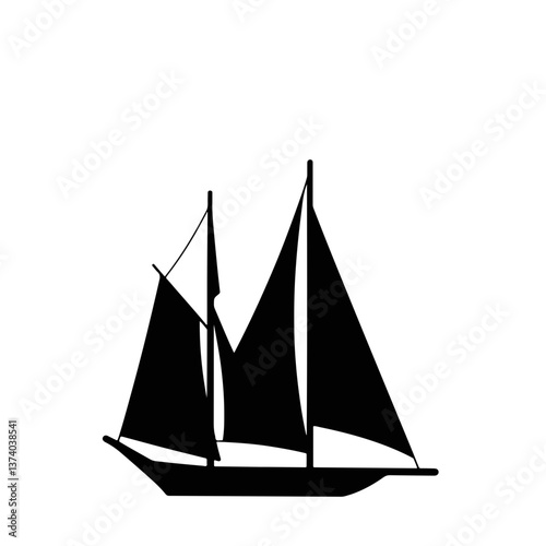 Silhouette of a sailboat sailing on the ocean, travel exploration
