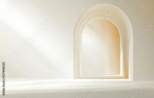 This stunning beige marble archway combines classic metaphysics and modern interior design, symbolizing forward movement and future opportunities in an imaginary architectural masterpiece