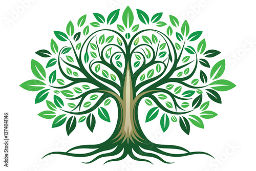  Tree vector Illustration with Roots 
