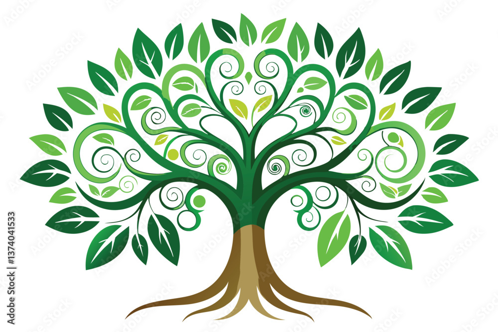 Tree vector Illustration with Roots Tree vector Illustration with Roots