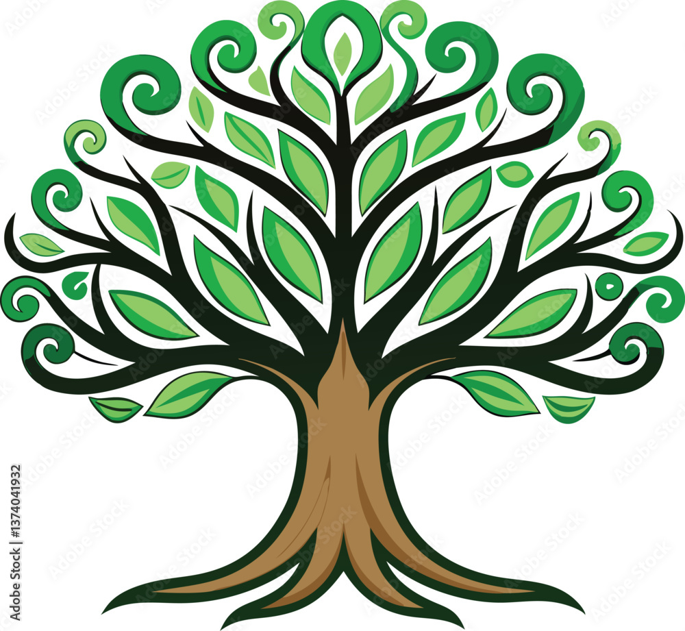 Tree vector Illustration with Roots Tree vector Illustration with Roots