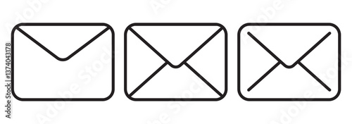 Mail icon. Email sign. Envelope vector set. Send message sign. Received message. Isolated mail icon. Open envelope symbol. Post letter set. EPS 10.