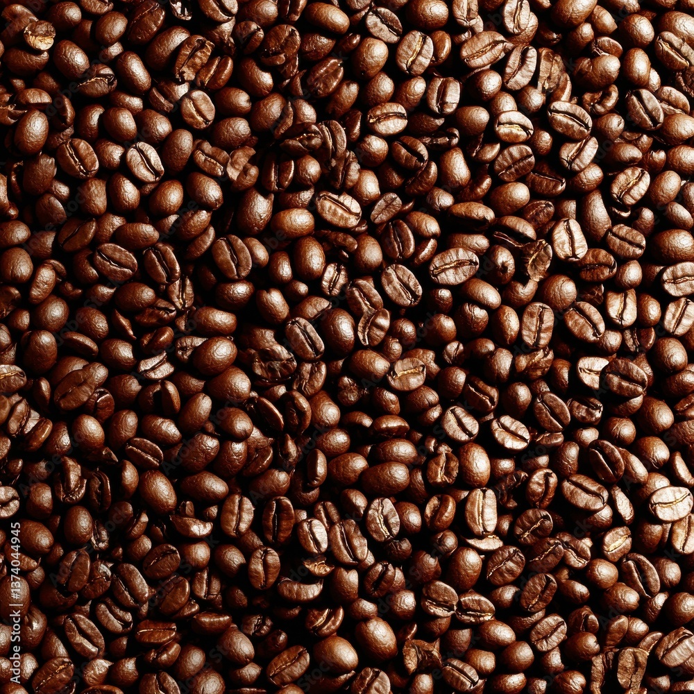 Naklejka premium Close Up of Dark Brown Roasted Coffee Beans
