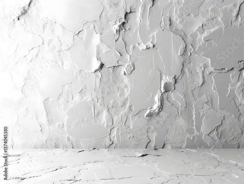 Minimalist white broken wall  background.