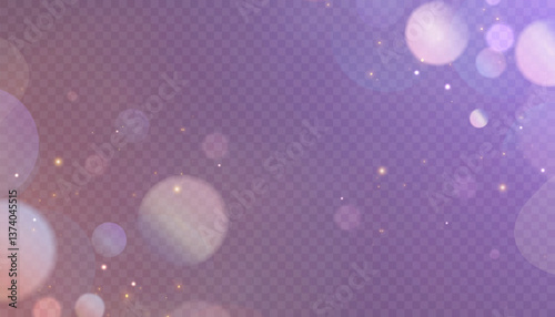 Soft pastel bokeh lights float on a transparent background, blending pink and blue hues into a dreamy glow. Perfect for magical overlays, romantic designs, or fairy-tale effects.