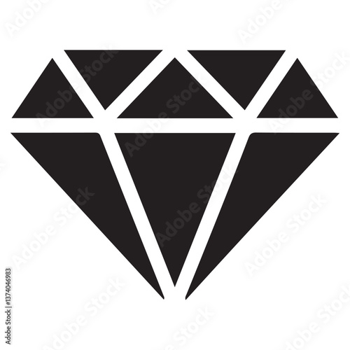 Diamond Icon set Silhouette Vector Black. with white background