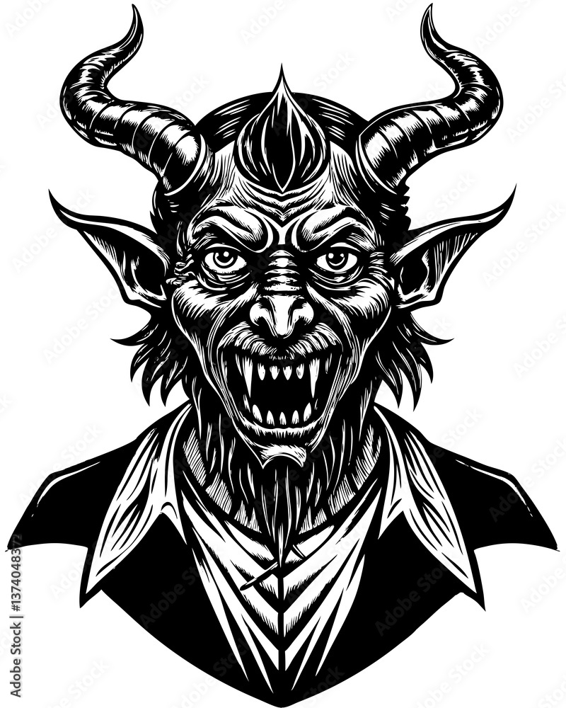 devil Linocut Style vector file devil Linocut Style vector file