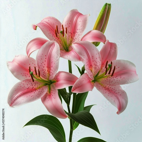 Beautiful Pink Lilies Arranged Gracefully on a Soft Background in a Bright In...