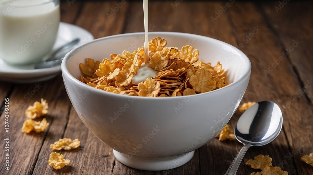 Bowl of Cereal with Fresh Milk Bowl of Cereal with Fresh Milk