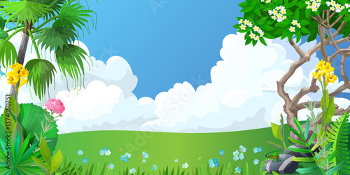 vector cartoon forest illustration.  Hand drown Baby graphics concept.
