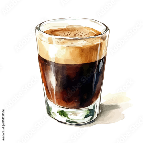 A watercolor vector of an Americano, isolated on a white background. Americano vector.

