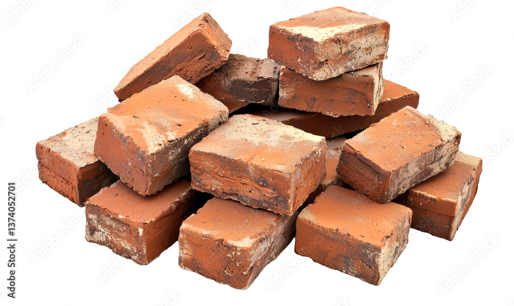 Red Bricks Suitable for Building Projects Isolate on Transparent Background, cutout, png Red Bricks Suitable for Building Projects Isolate on Transparent Background, cutout, png