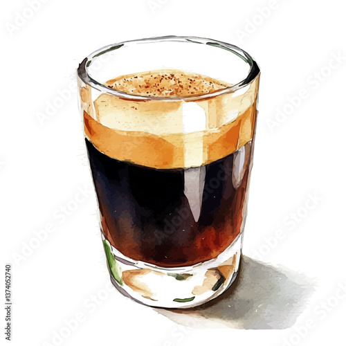 A watercolor vector of an Americano, isolated on a white background. Americano vector.

