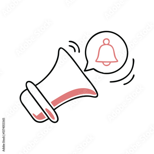 Megaphone icon with subscription alert, engaging design for content creators and marketers