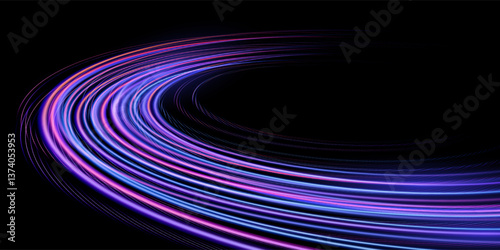 Neon illuminated raceway radiating vibrant hues captures the thrill of motion and energy. This futuristic track exudes creativity and progress, reflecting dynamic electrifying vibes.