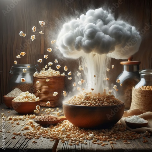 Puffing Grains Seeds Exposing grains or seeds to sudden heat and