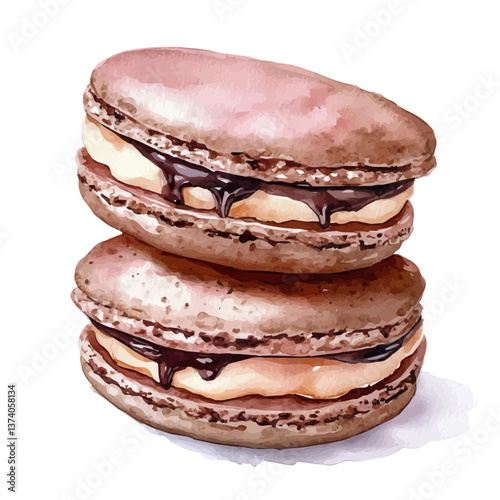 A watercolor vector of alfajores, isolated on a white background. Alfajores vector.

