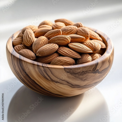 Earthy Almonds in a Stylish Wooden Bowl