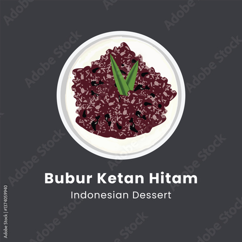 Bubur ketan hitam or black sticky rice porridge indonesian traditional dessert
