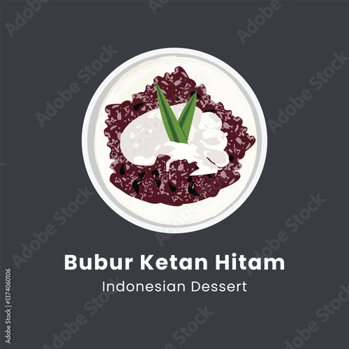Bubur ketan hitam or black sticky rice porridge indonesian traditional dessert