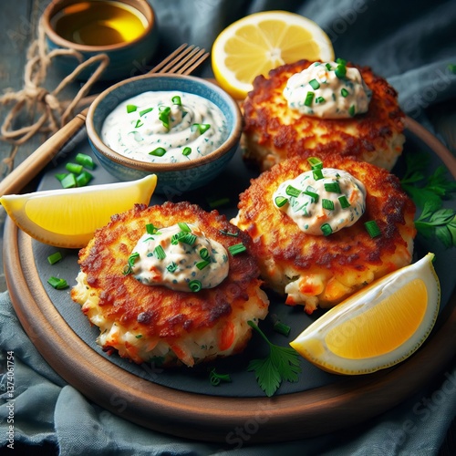 Crab Cakes – Pan seared crab patties with remoulade sauce and