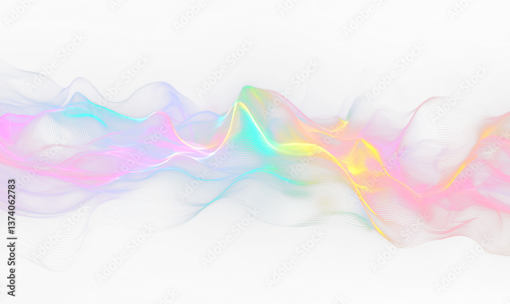 Naklejka premium Colorful Holographic Ripple Effect in Digital Light Overlay Isolate on Transparent Background, cutout, png