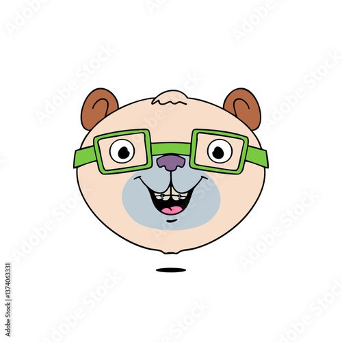 Funny bear with braces. Trendy vector illustration.