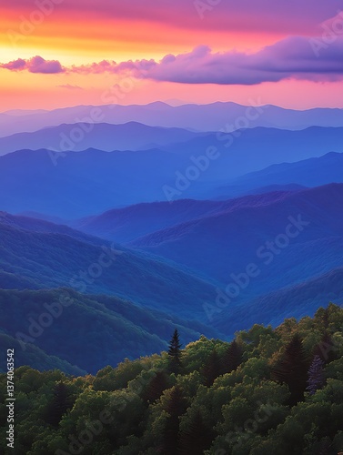 Smoky Mountains Sunset View