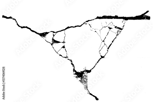 One big crack with small cracks PNG transparent background