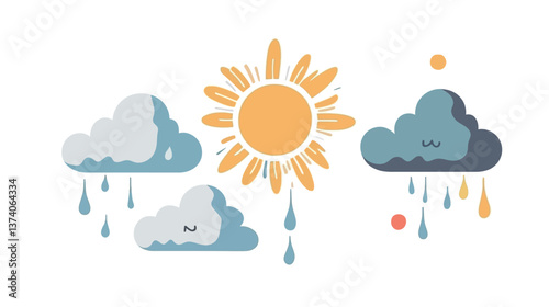 Cloud and Sun Weather Observation Vector Graphic Design for Meteorological and Atmospheric Concepts