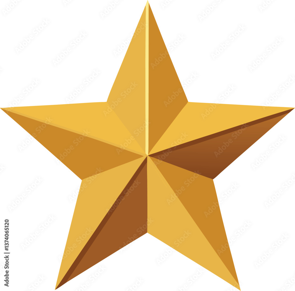 Obraz premium 3d gold star icon, metal golden star vector illustration