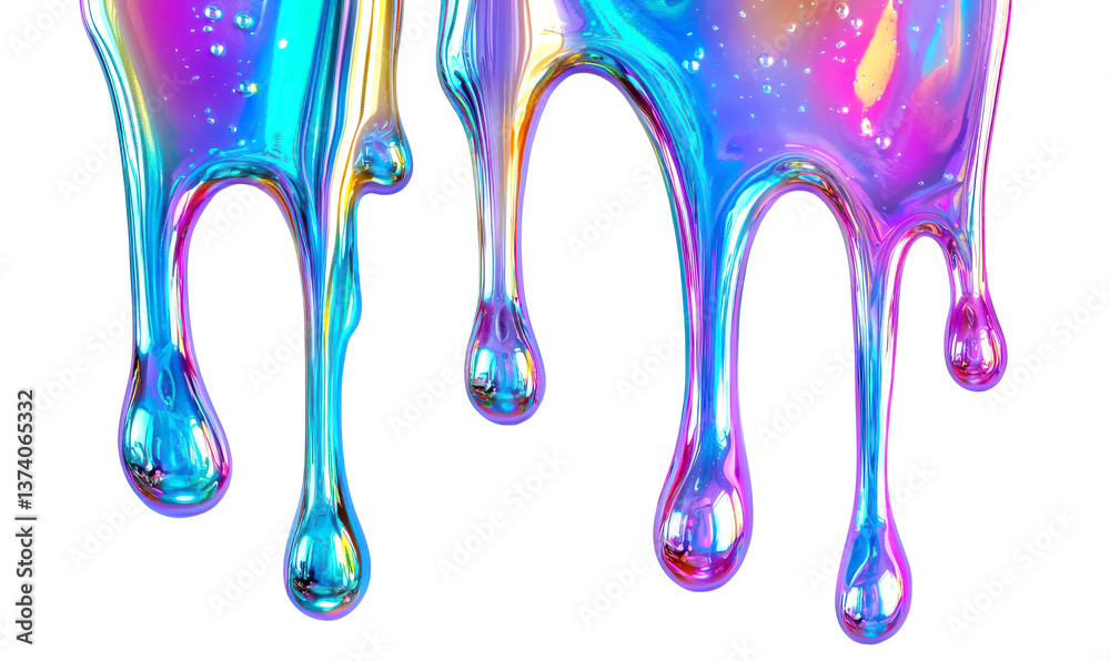 Futuristic Iridescent Liquid Drips with Glossy Texture and Colors Isolate on Transparent Background, cutout, png Futuristic Iridescent Liquid Drips with Glossy Texture and Colors Isolate on Transparent Background, cutout, png