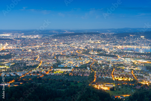 Obraz na płótnie View of Zurich, Switzerland from the Top of Zurich w salonie